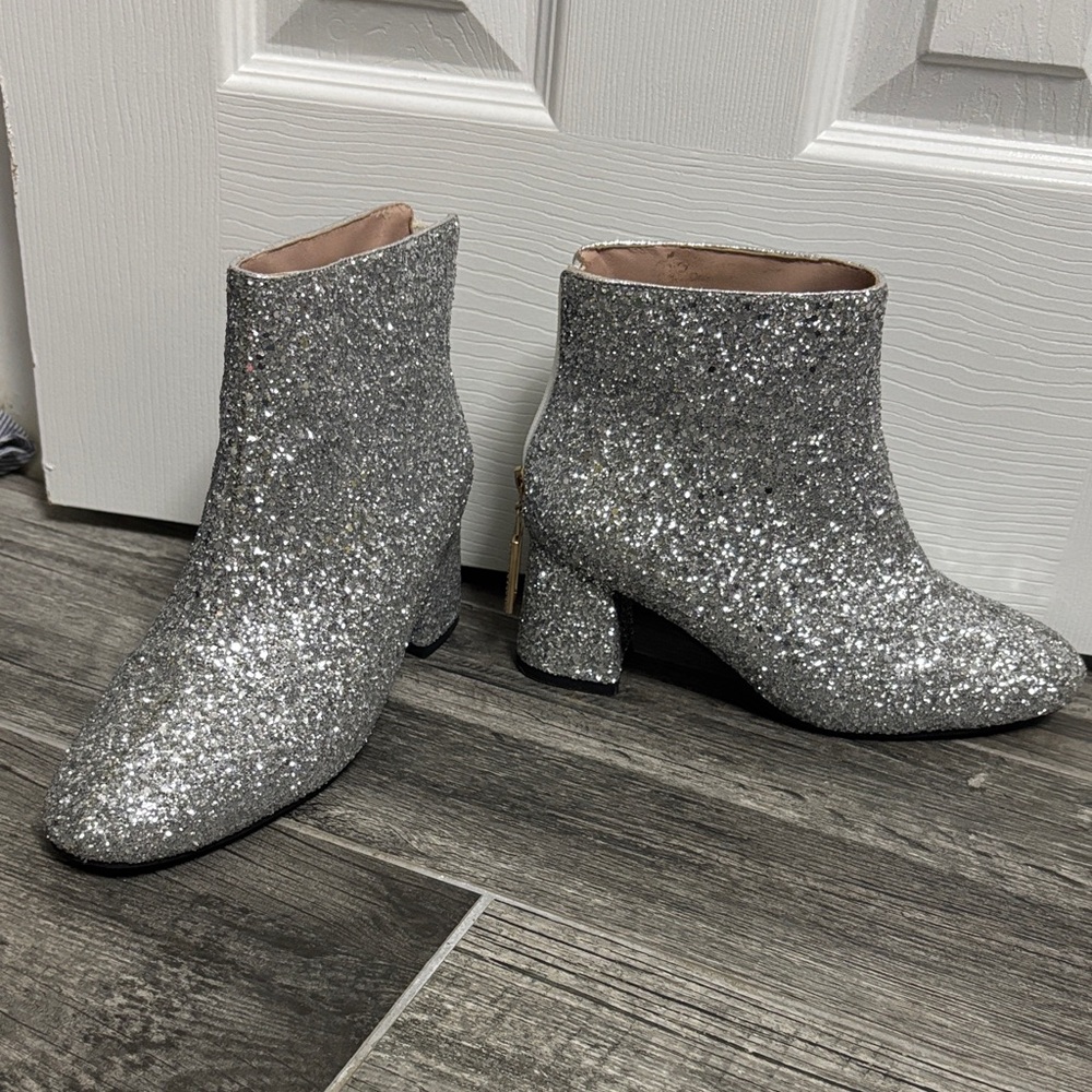 Silver Glitter Ankle Boots